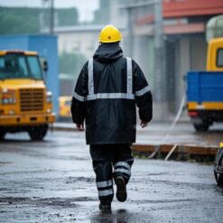 Men's Hi-Vis Reflective Safety Rain Jacket and Pants Set
