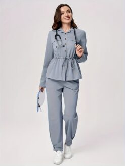 Women’s Breathable Grey Scrub Set