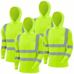 4Pcs High-Visibility Reflective Safety Hoodies
