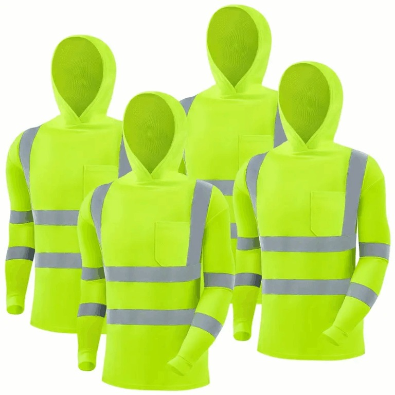 4Pcs High-Visibility Reflective Safety Hoodies